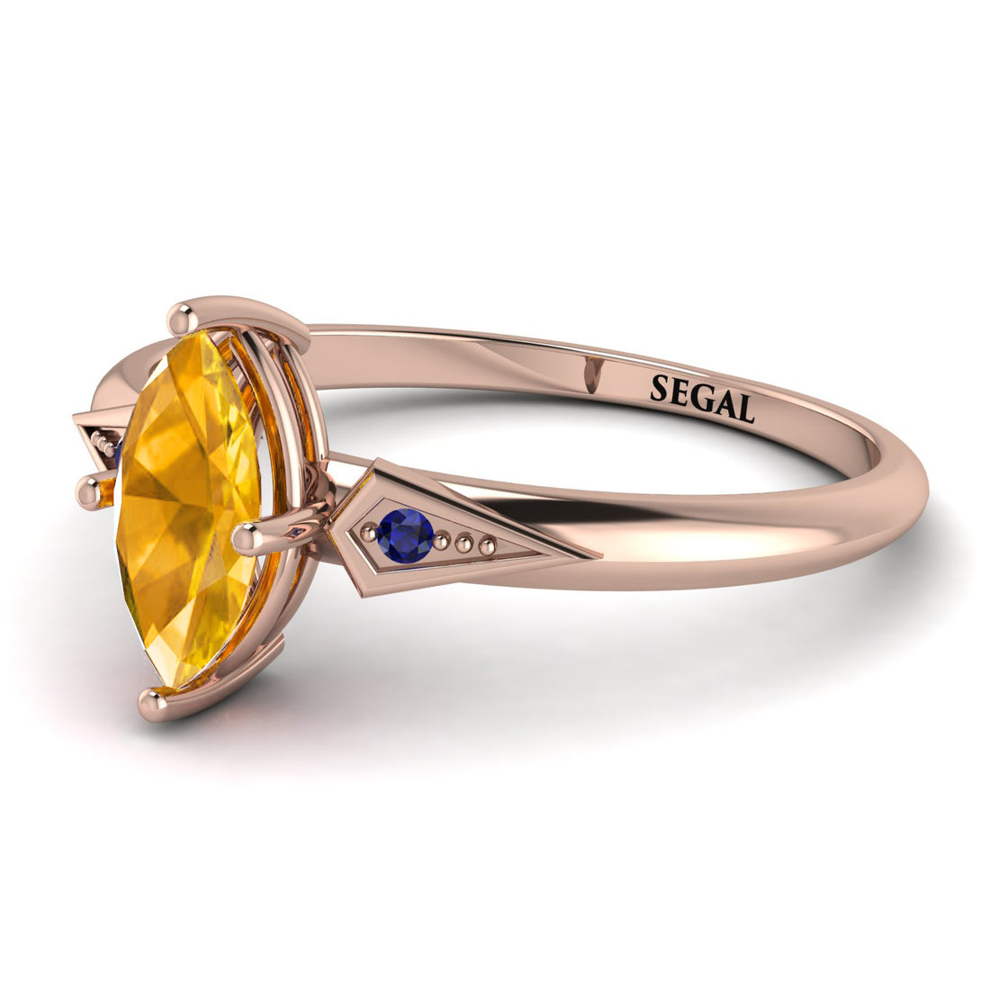 Marquise Yellow Diamond Geometrical Engagement Ring - Reese No. 1014