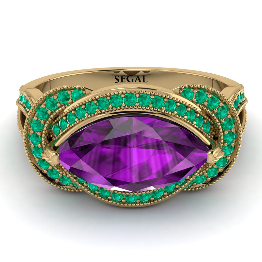 Milgrain Marquise Amethyst Engagement Ring - Marley No. 304