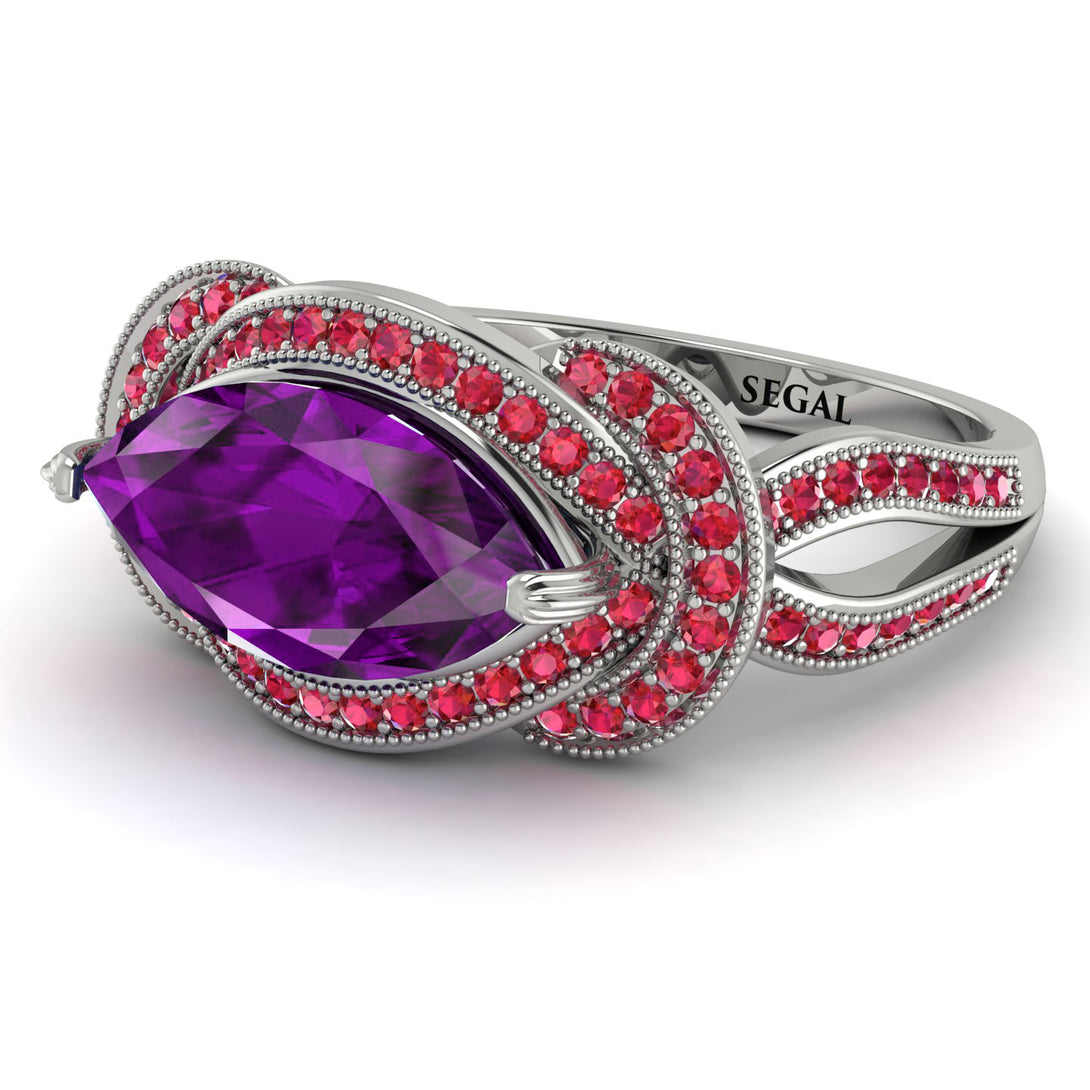 Milgrain Marquise Amethyst Engagement Ring - Marley No. 312