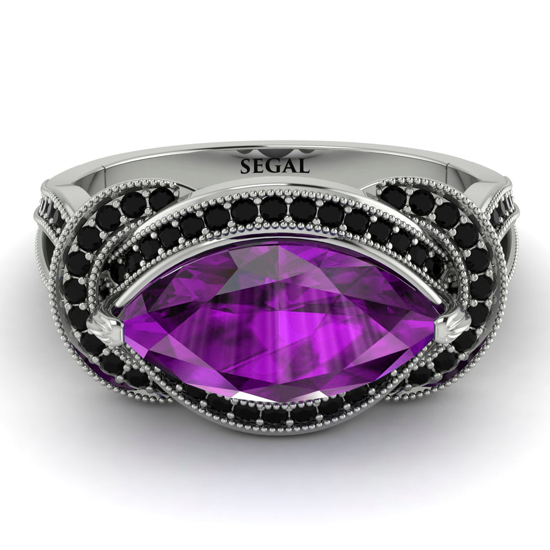 Milgrain Marquise Amethyst Engagement Ring - Marley No. 309