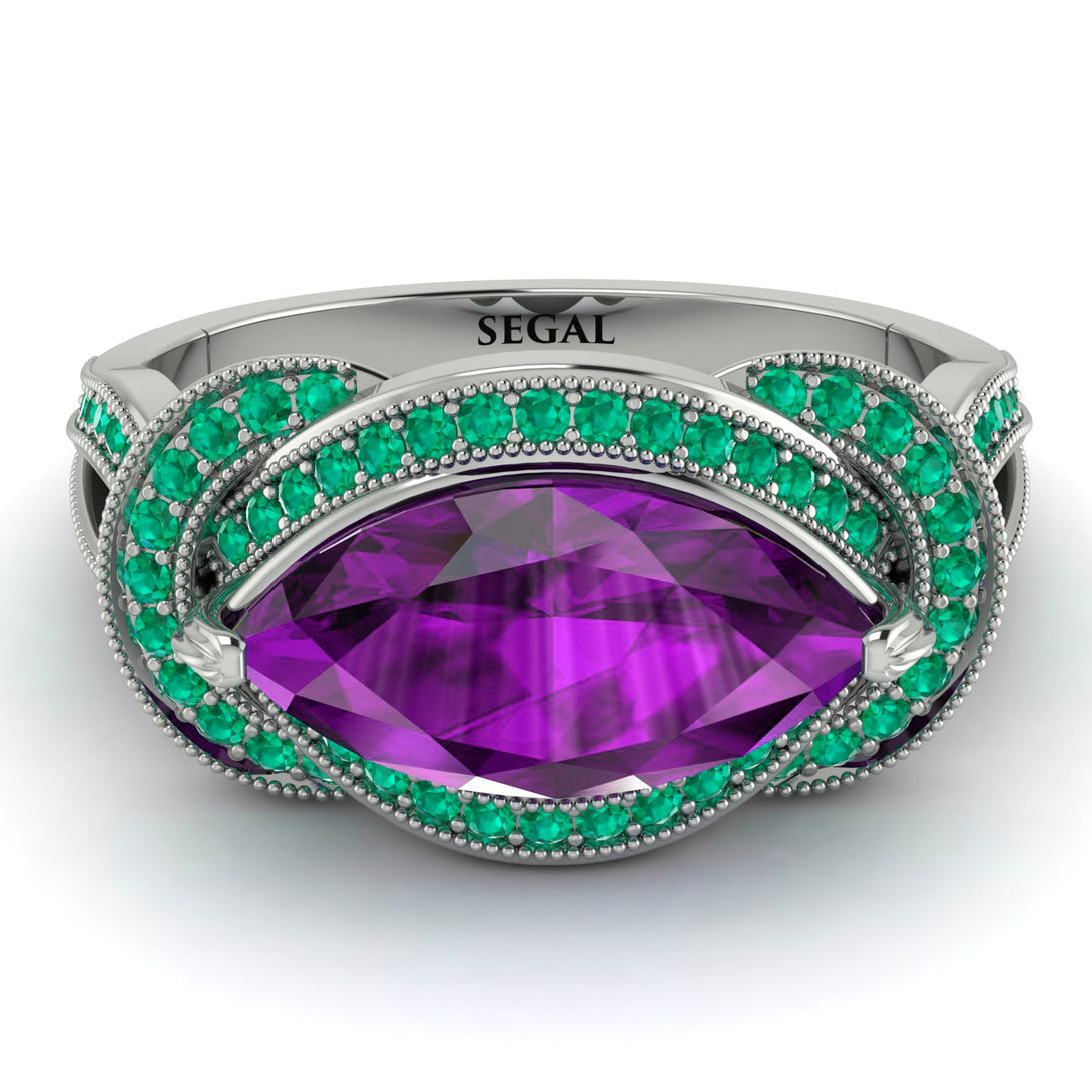 Milgrain Marquise Amethyst Engagement Ring - Marley No. 306