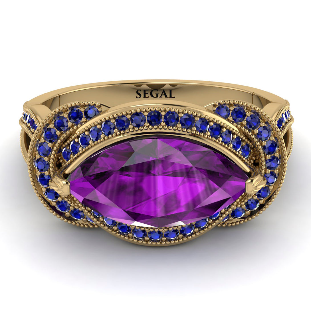 Milgrain Marquise Amethyst Engagement Ring - Marley No. 313