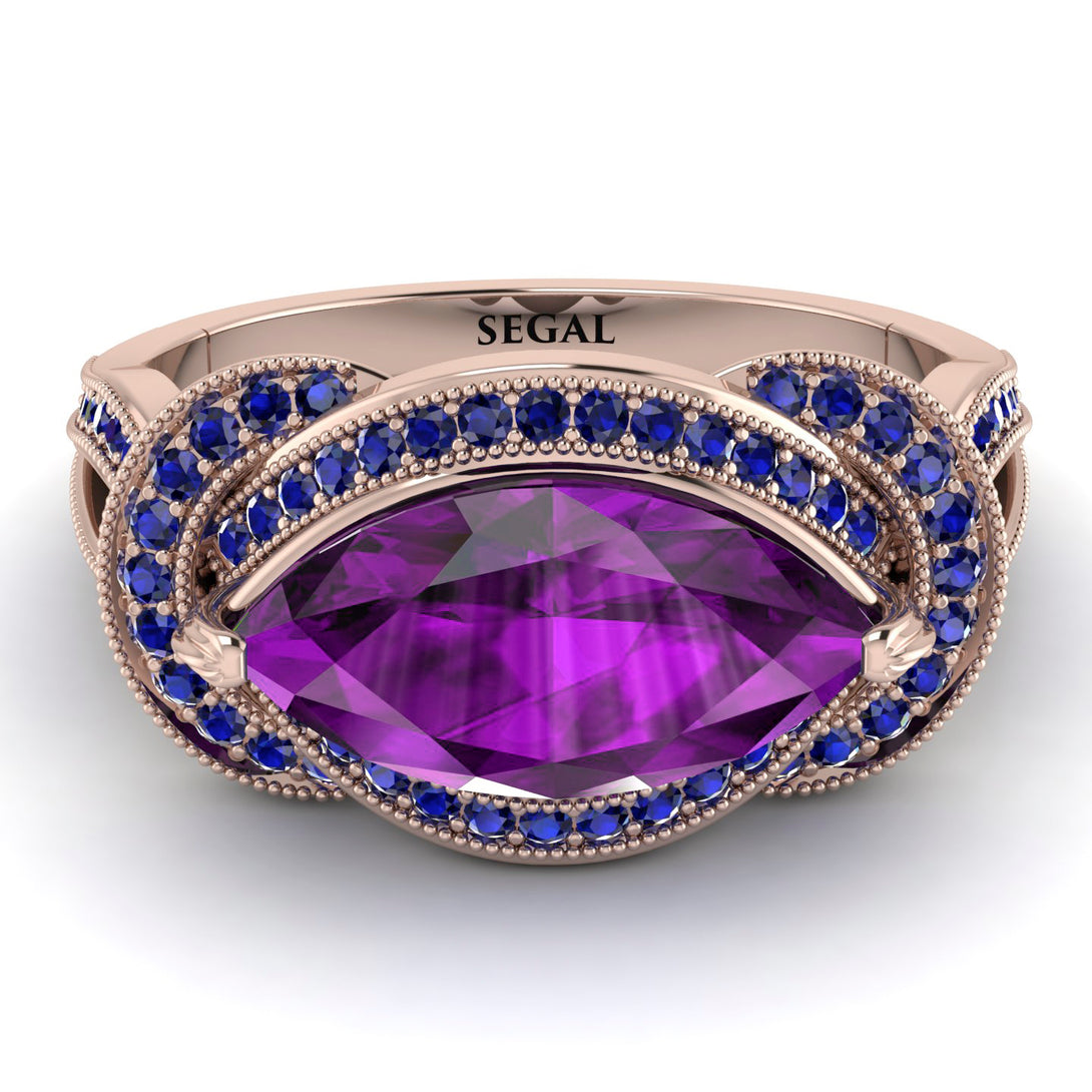 Milgrain Marquise Amethyst Engagement Ring - Marley No. 314