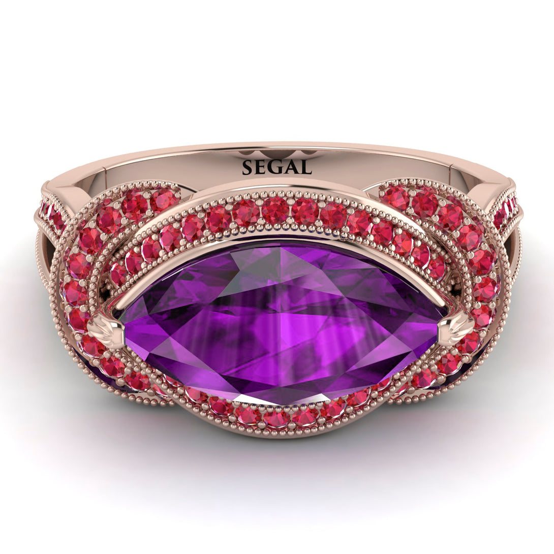 Milgrain Marquise Amethyst Engagement Ring - Marley No. 311