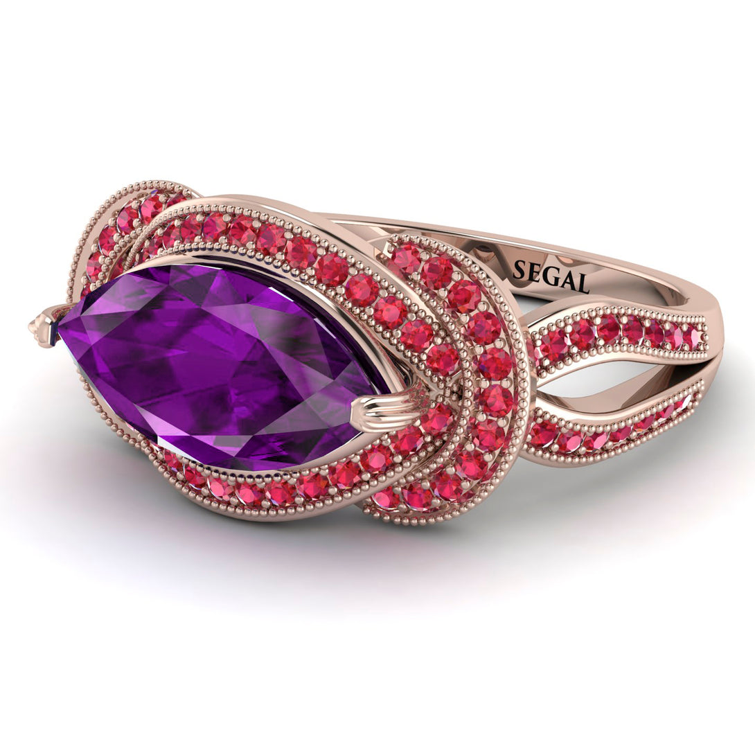 Milgrain Marquise Amethyst Engagement Ring - Marley No. 311