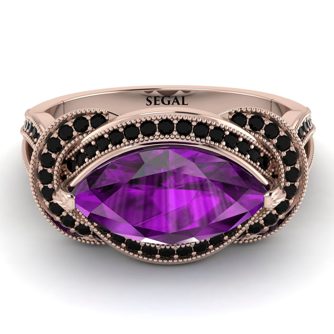 Milgrain Marquise Amethyst Engagement Ring - Marley No. 308