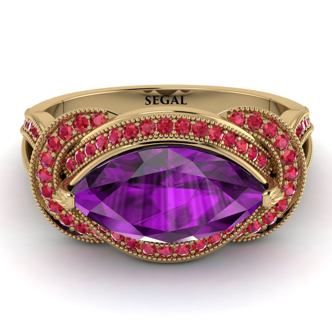Milgrain Marquise Amethyst Engagement Ring - Marley No. 310