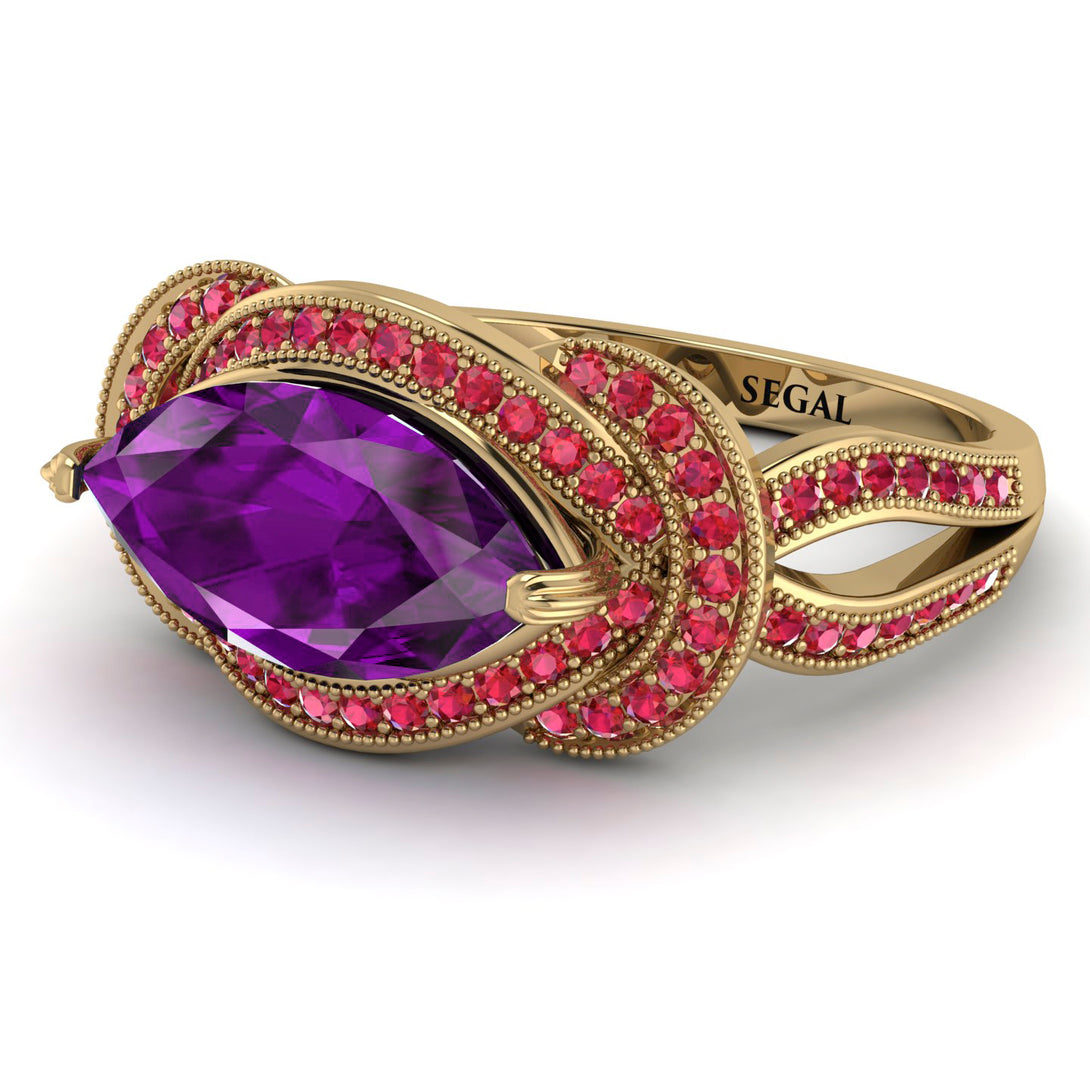 Milgrain Marquise Amethyst Engagement Ring - Marley No. 310