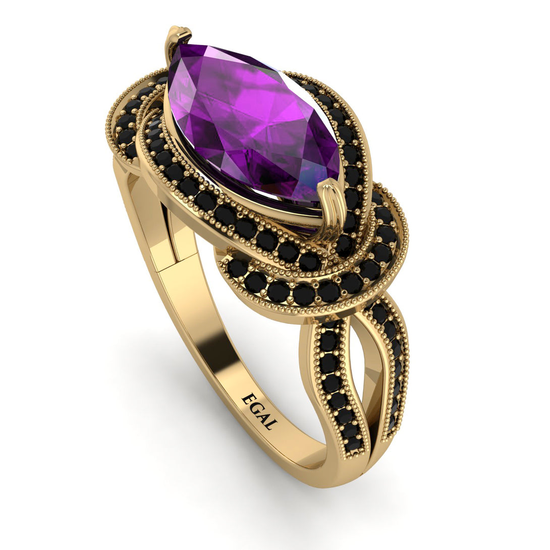 Milgrain Marquise Amethyst Engagement Ring - Marley No. 307