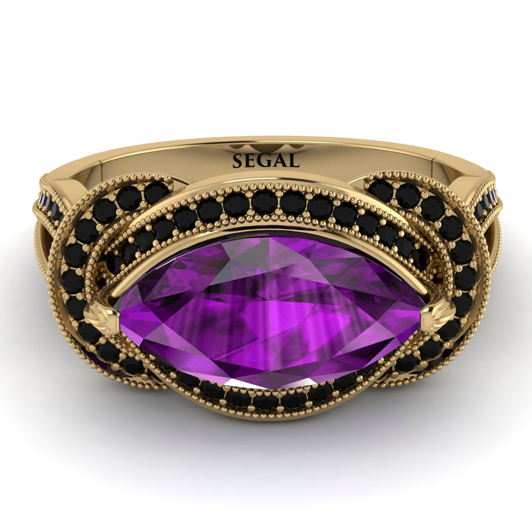 Milgrain Marquise Amethyst Engagement Ring - Marley No. 307