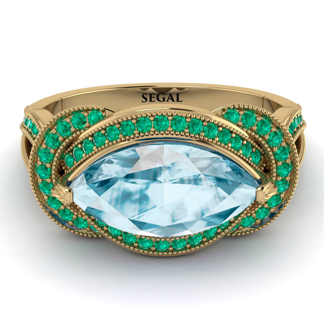 Milgrain Marquise Aquamarine Engagement Ring - Marley No. 404