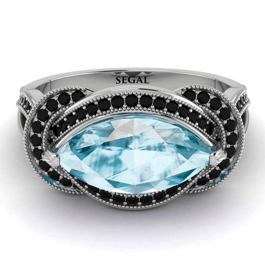 Milgrain Marquise Aquamarine Engagement Ring - Marley No. 409