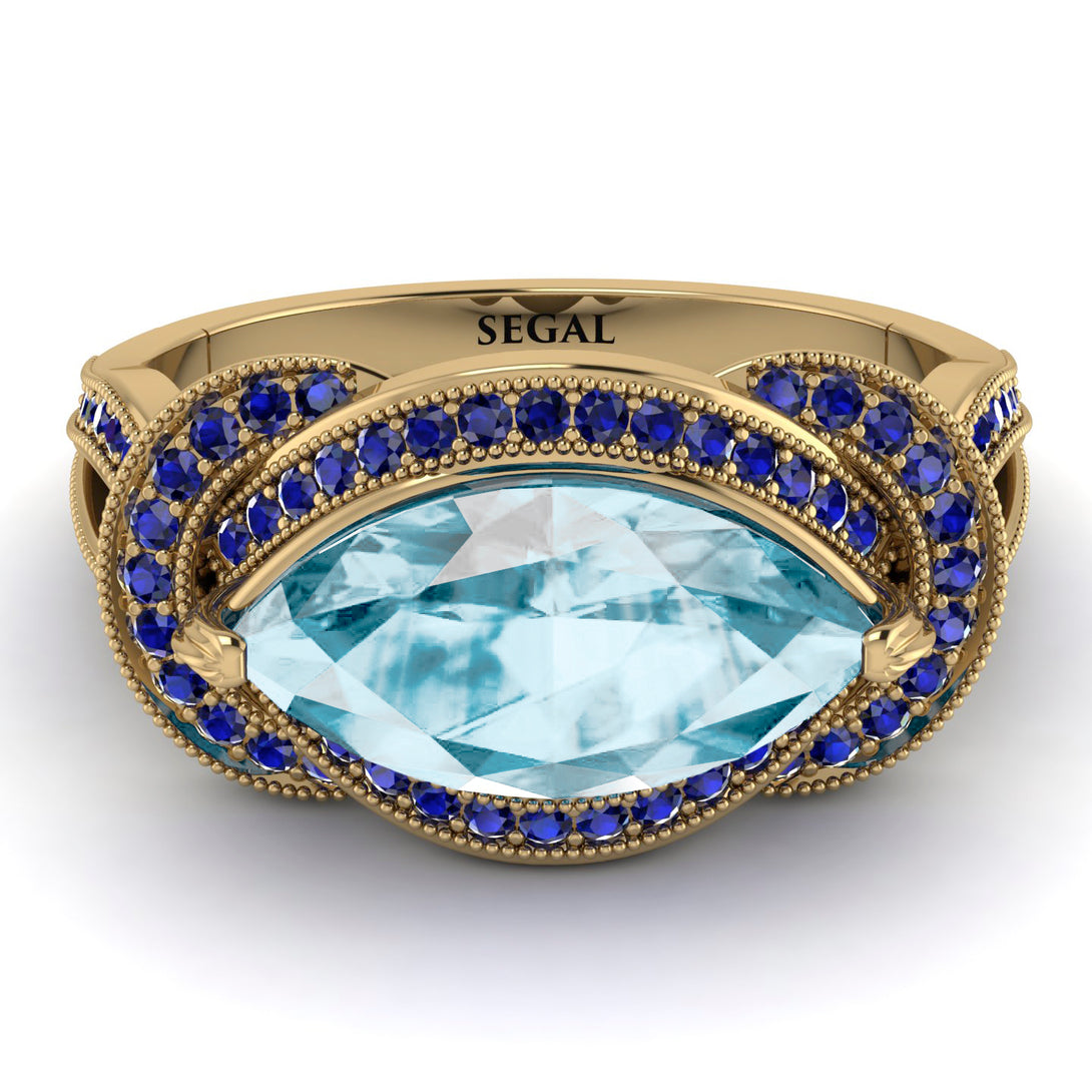 Milgrain Marquise Aquamarine Engagement Ring - Marley No. 413