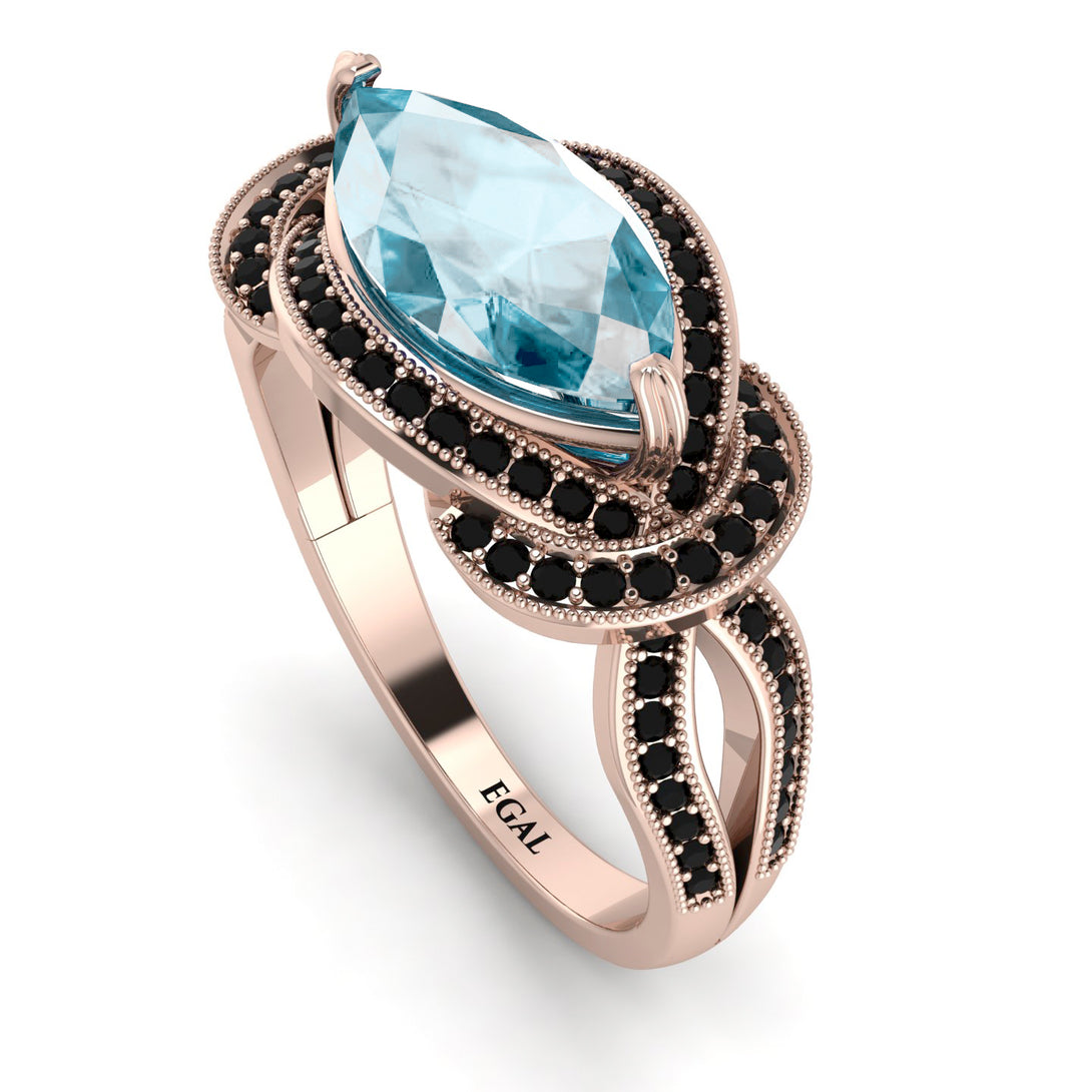 Milgrain Marquise Aquamarine Engagement Ring - Marley No. 408