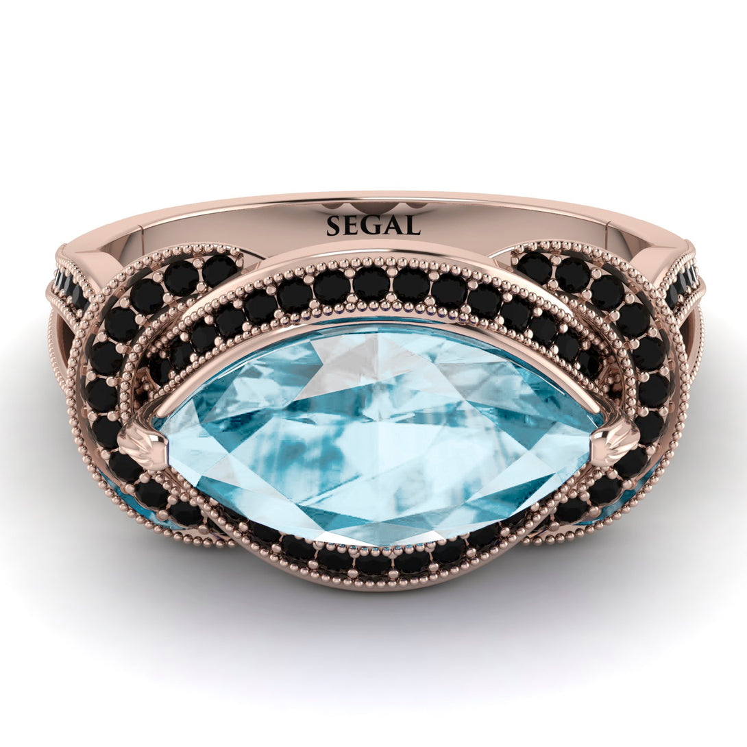Milgrain Marquise Aquamarine Engagement Ring - Marley No. 408