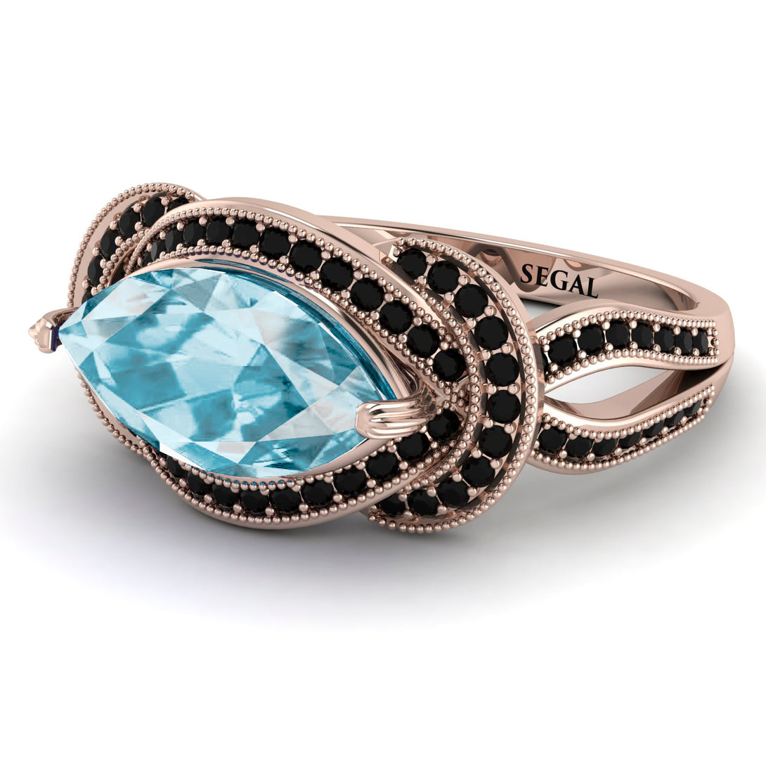 Milgrain Marquise Aquamarine Engagement Ring - Marley No. 408