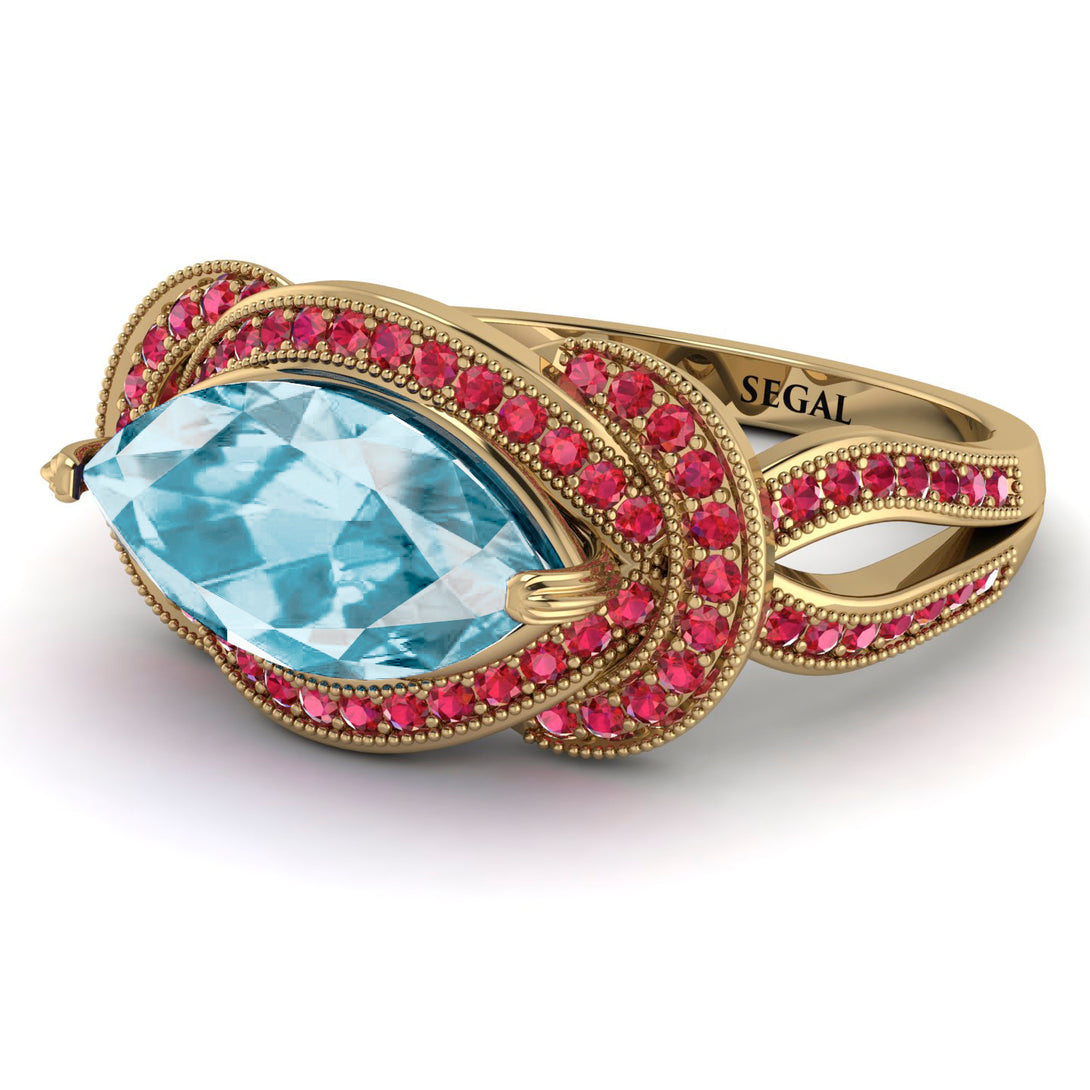 Milgrain Marquise Aquamarine Engagement Ring - Marley No. 410