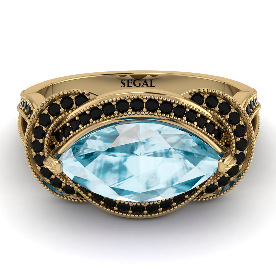 Milgrain Marquise Aquamarine Engagement Ring - Marley No. 407