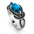 Milgrain Marquise Blue Topaz Engagement Ring - Marley No. 509