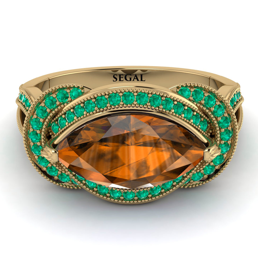 Milgrain Marquise Brown Diamond Engagement Ring - Marley No. 1104