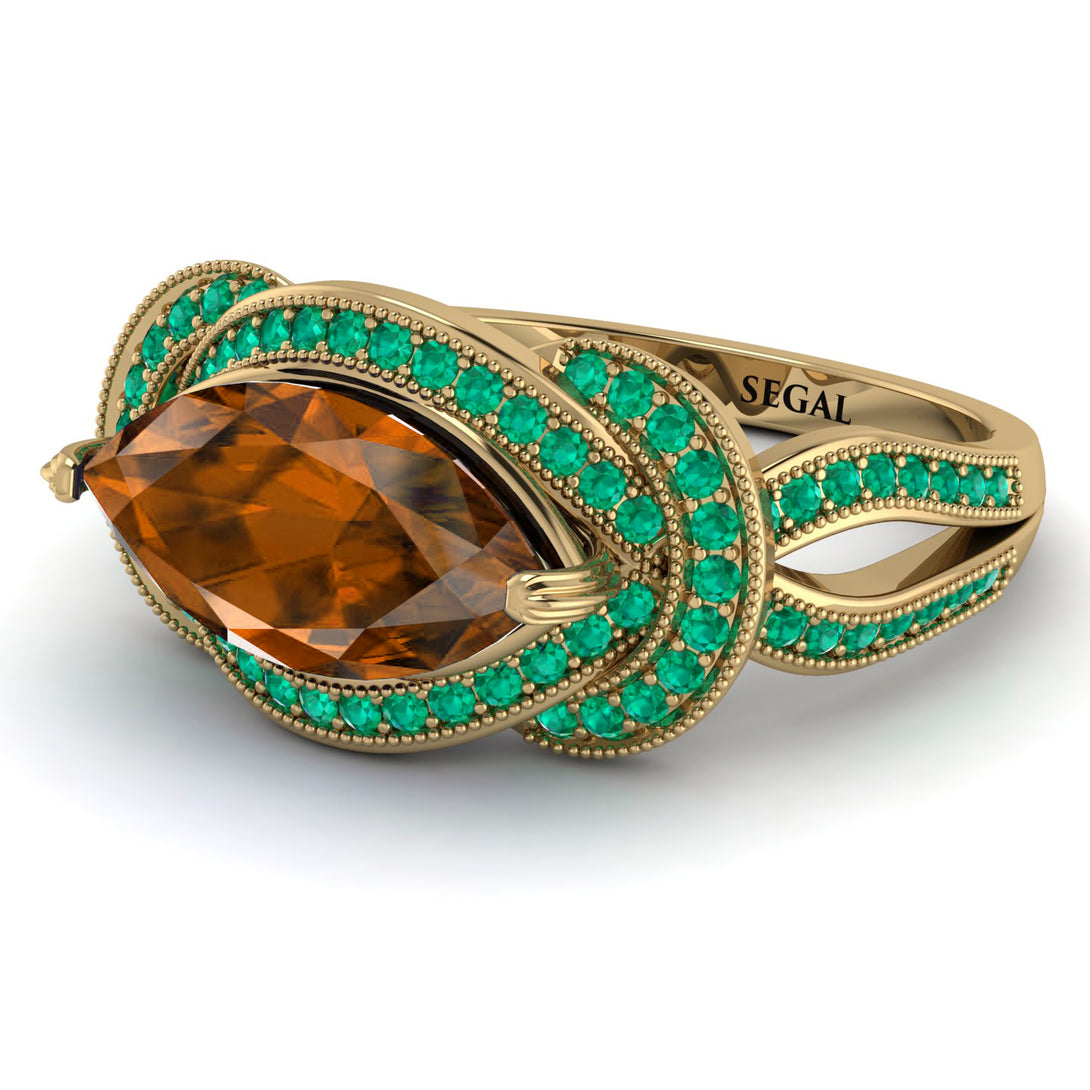 Milgrain Marquise Brown Diamond Engagement Ring - Marley No. 1104