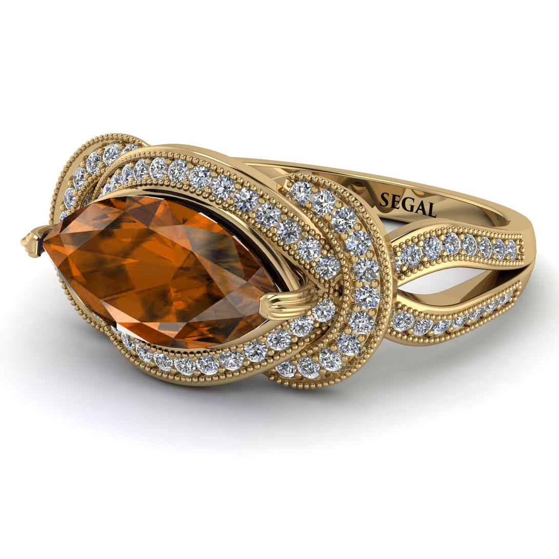 Milgrain Marquise Brown Diamond Engagement Ring - Marley No. 1101