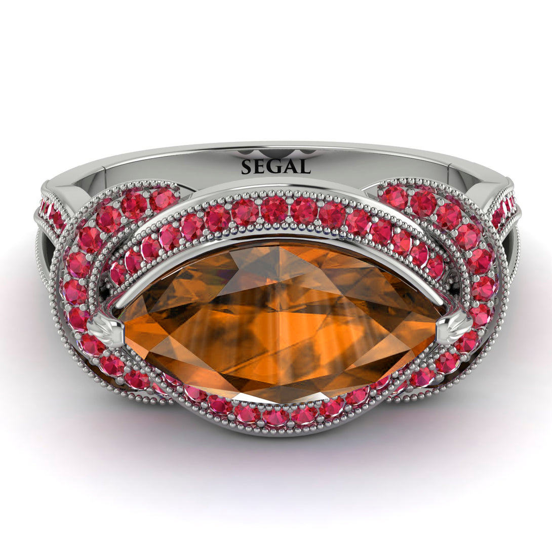 Milgrain Marquise Brown Diamond Engagement Ring - Marley No. 1112