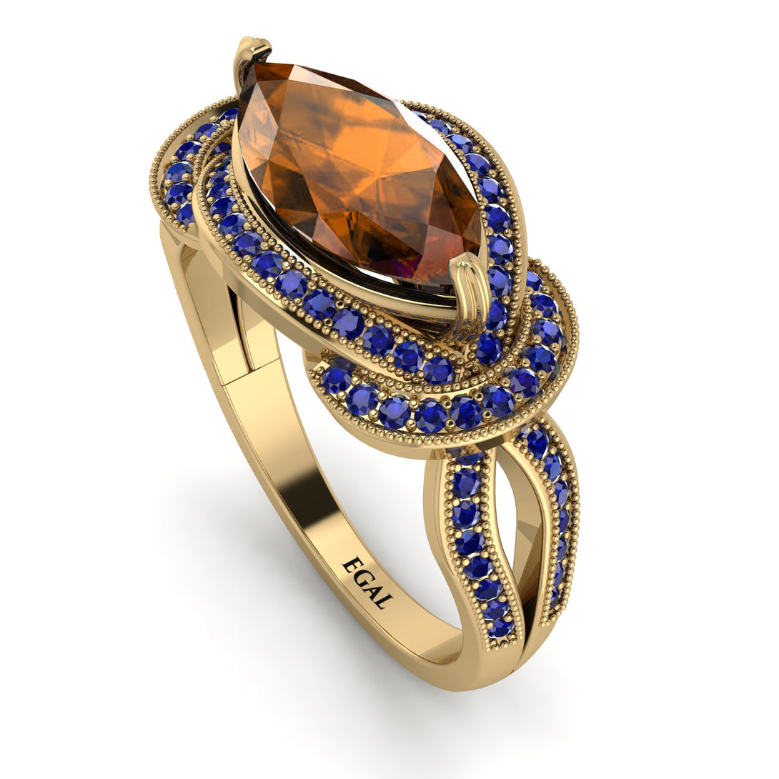 Milgrain Marquise Brown Diamond Engagement Ring - Marley No. 1113