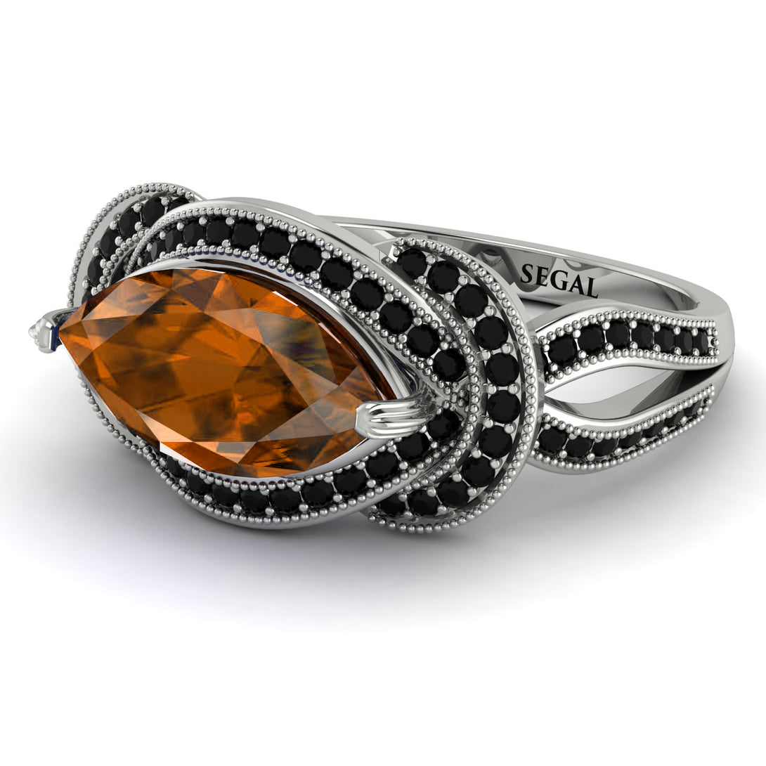 Milgrain Marquise Brown Diamond Engagement Ring - Marley No. 1109