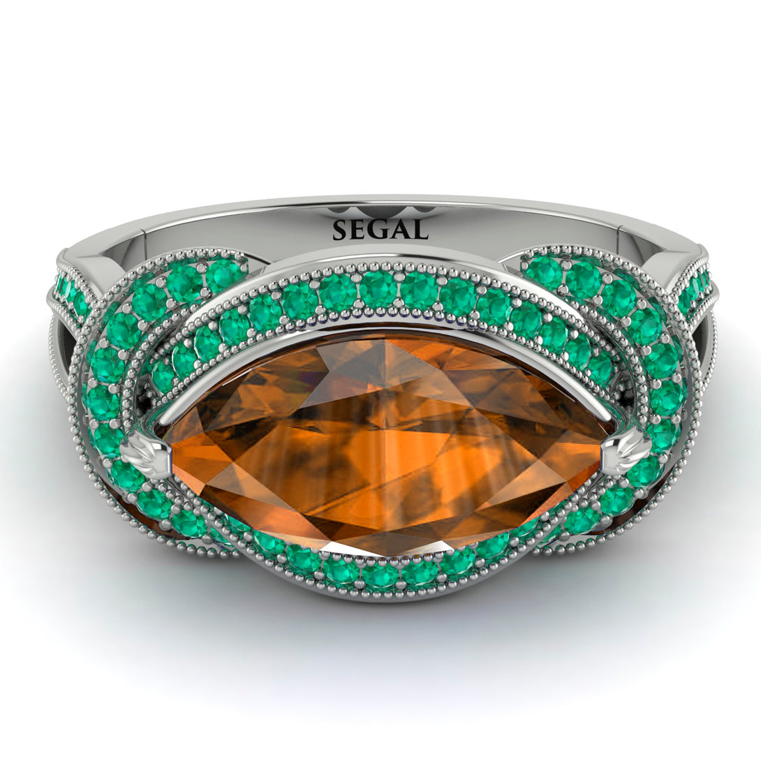 Milgrain Marquise Brown Diamond Engagement Ring - Marley No. 1106
