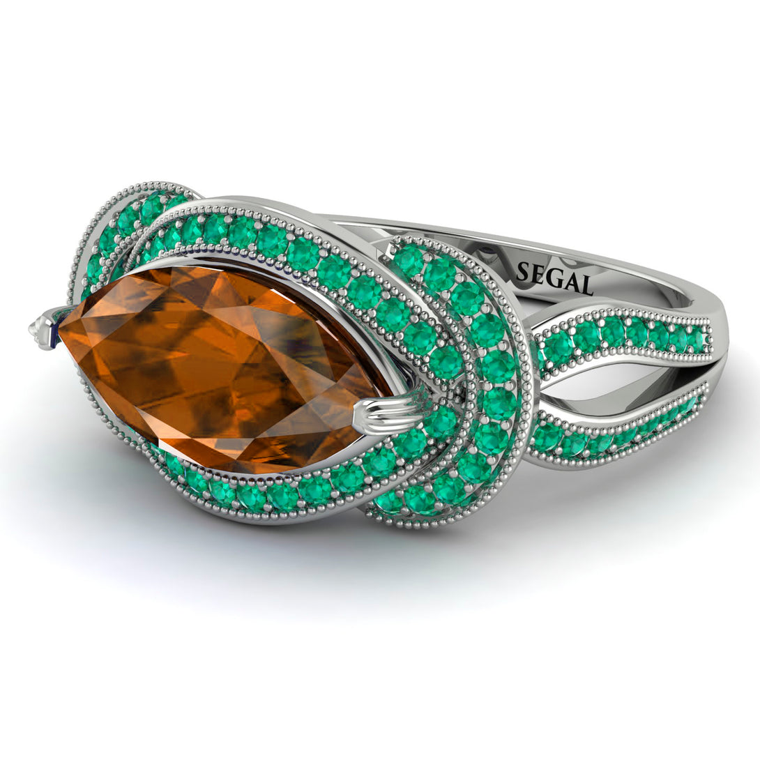 Milgrain Marquise Brown Diamond Engagement Ring - Marley No. 1106