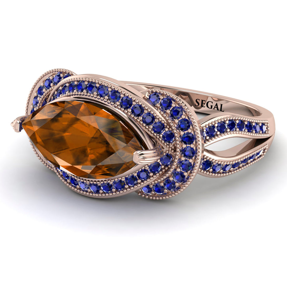 Milgrain Marquise Brown Diamond Engagement Ring - Marley No. 1114