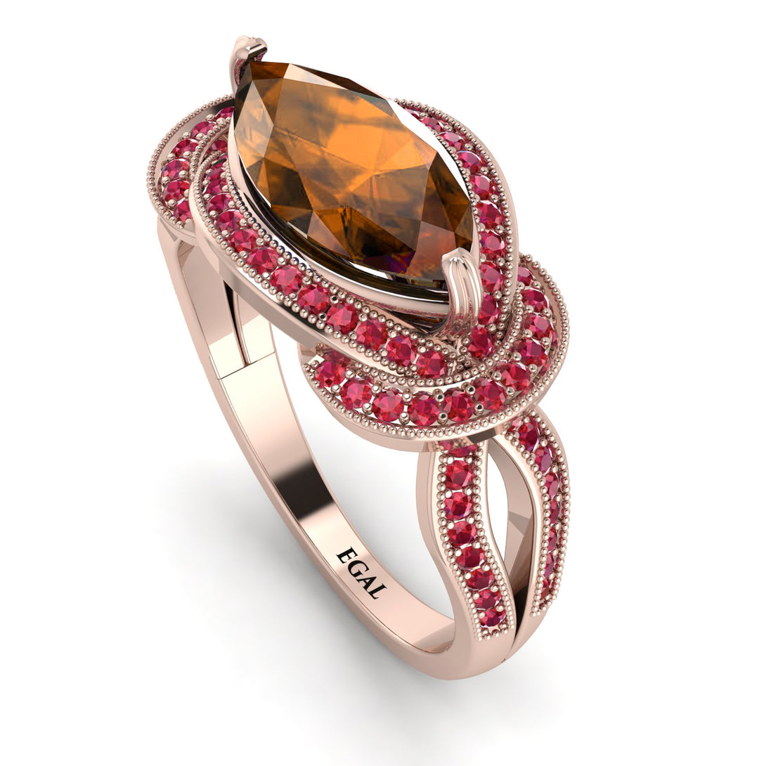 Milgrain Marquise Brown Diamond Engagement Ring - Marley No. 1111