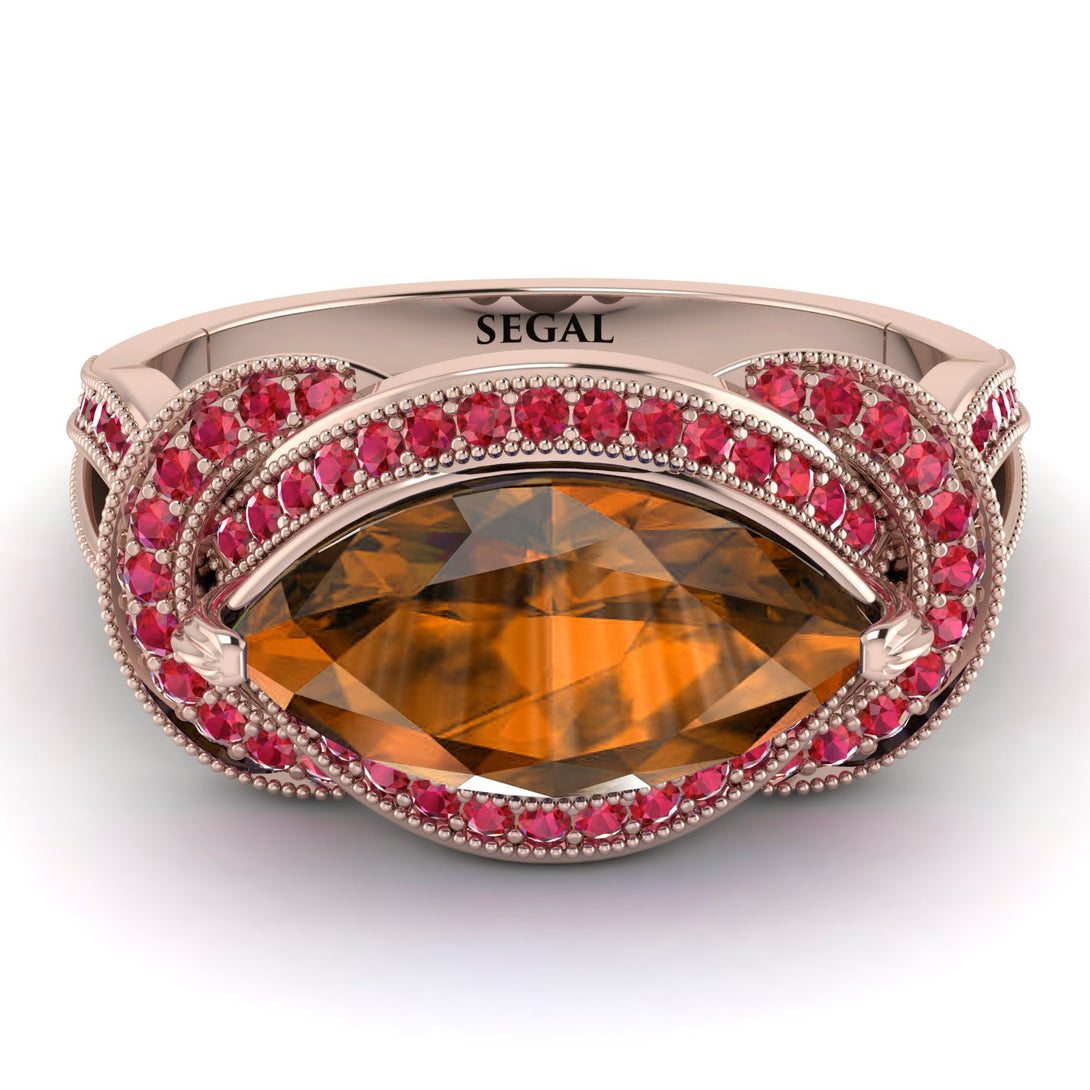 Milgrain Marquise Brown Diamond Engagement Ring - Marley No. 1111