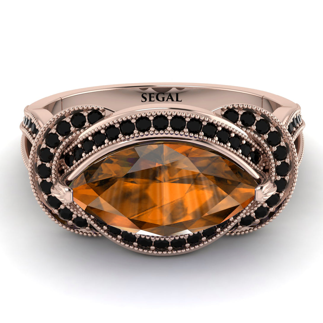 Milgrain Marquise Brown Diamond Engagement Ring - Marley No. 1108
