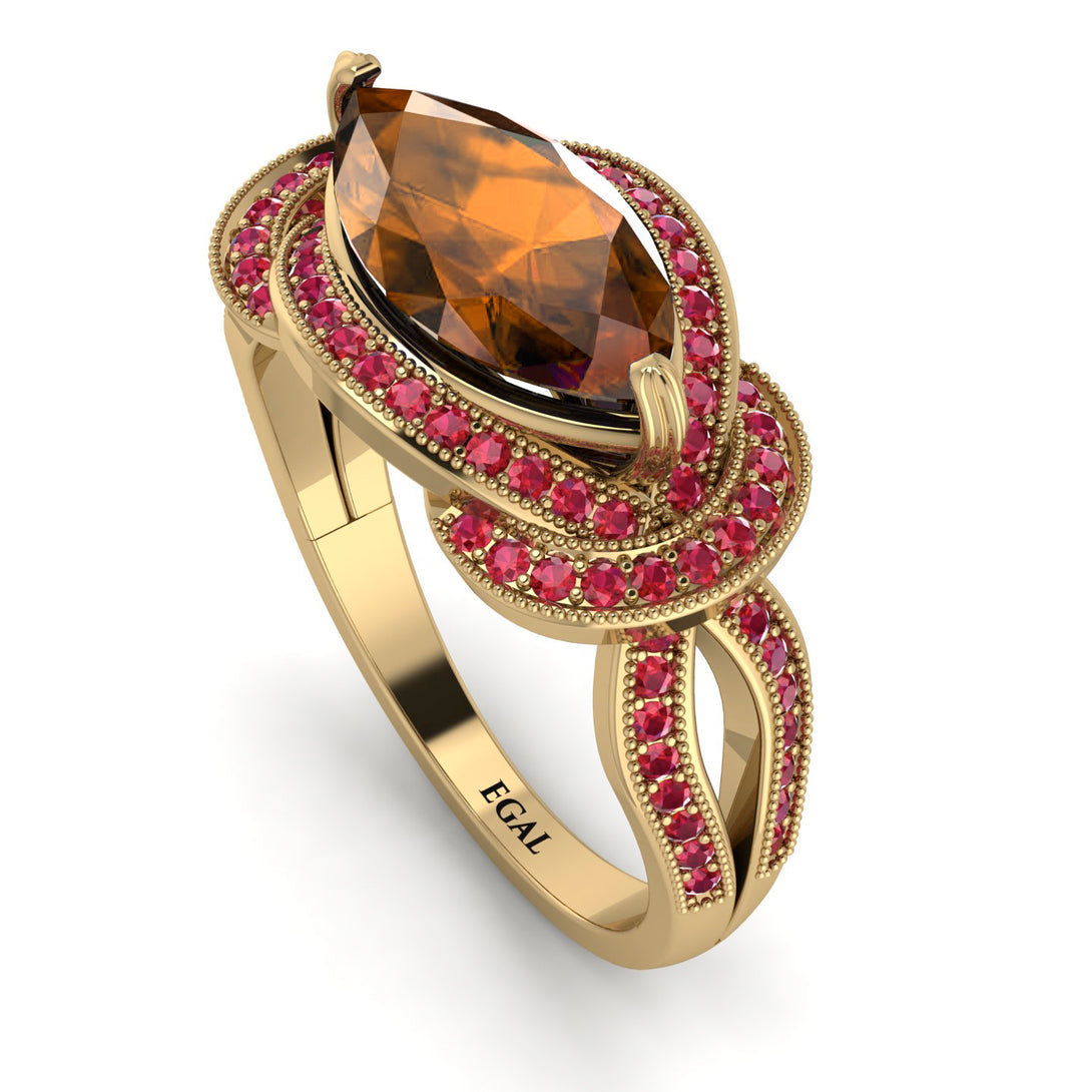 Milgrain Marquise Brown Diamond Engagement Ring - Marley No. 1110