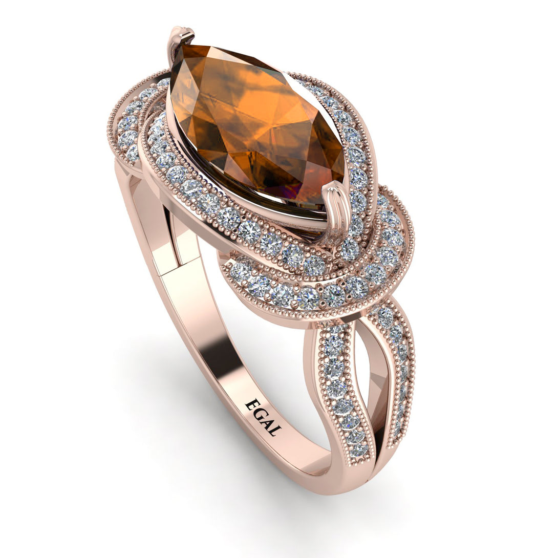 Milgrain Marquise Brown Diamond Engagement Ring - Marley No. 1102