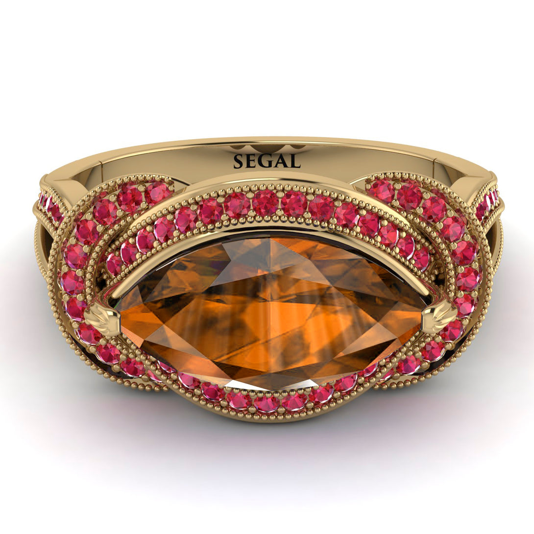 Milgrain Marquise Brown Diamond Engagement Ring - Marley No. 1110