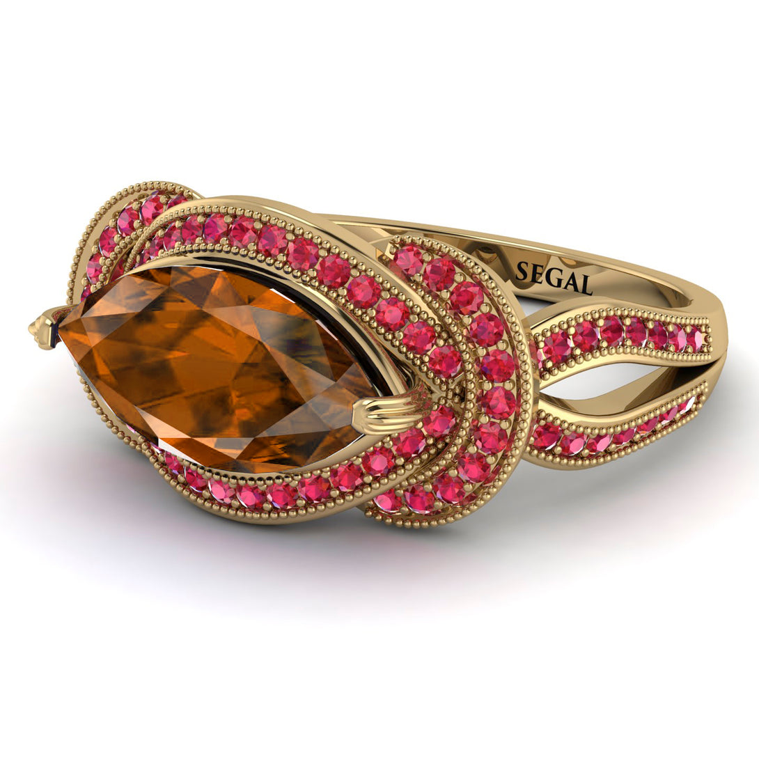 Milgrain Marquise Brown Diamond Engagement Ring - Marley No. 1110