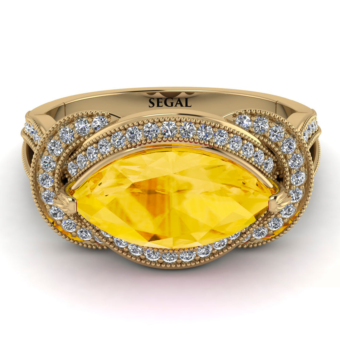 Milgrain Marquise Citrine Engagement Ring - Marley No. 601