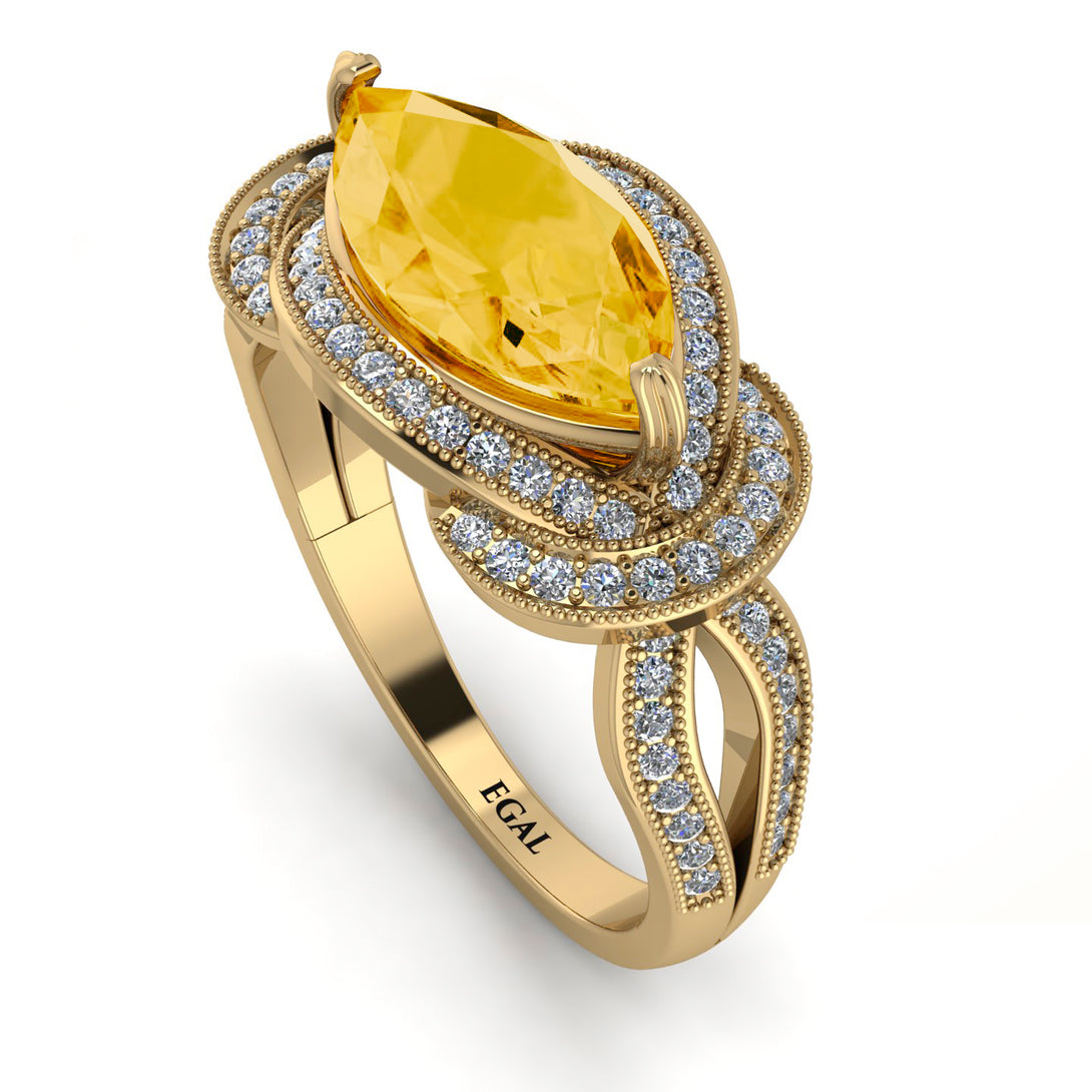Milgrain Marquise Citrine Engagement Ring - Marley No. 601