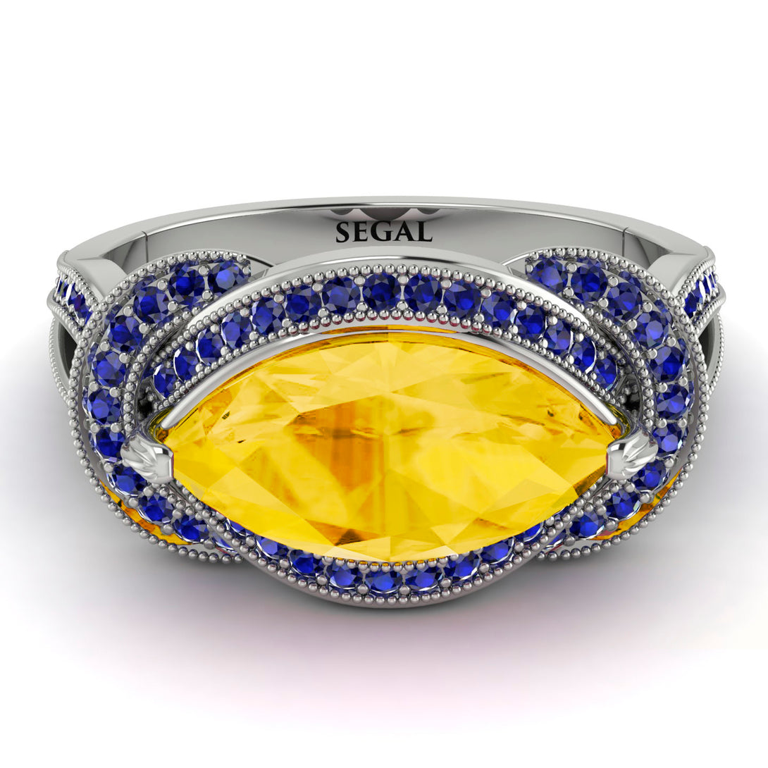 Milgrain Marquise Citrine Engagement Ring - Marley No. 615