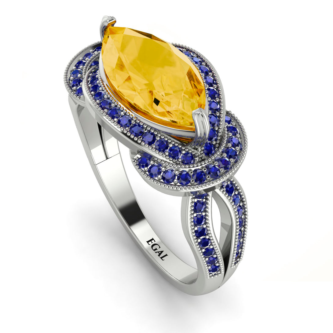 Milgrain Marquise Citrine Engagement Ring - Marley No. 615