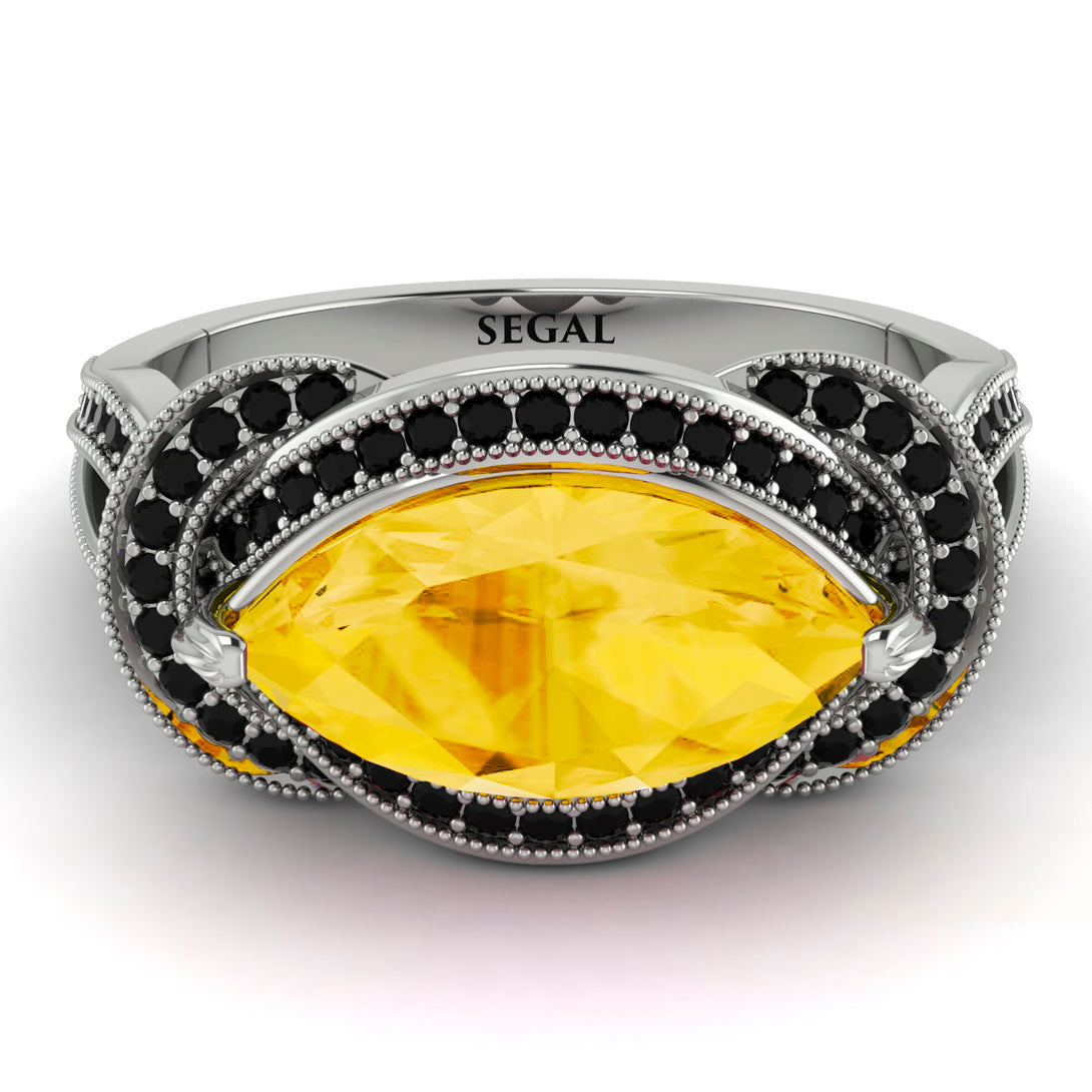 Milgrain Marquise Citrine Engagement Ring - Marley No. 609