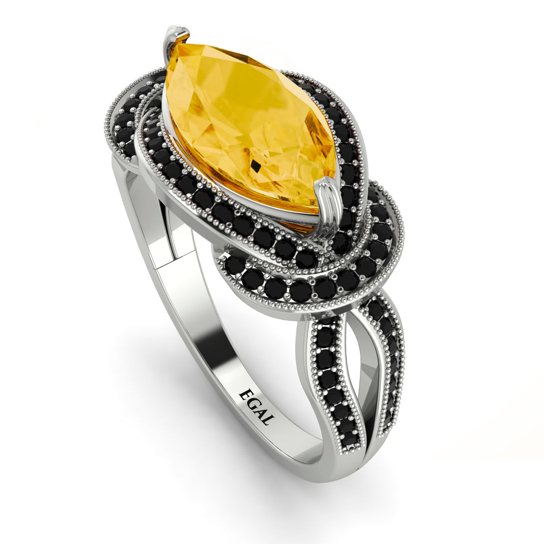 Milgrain Marquise Citrine Engagement Ring - Marley No. 609