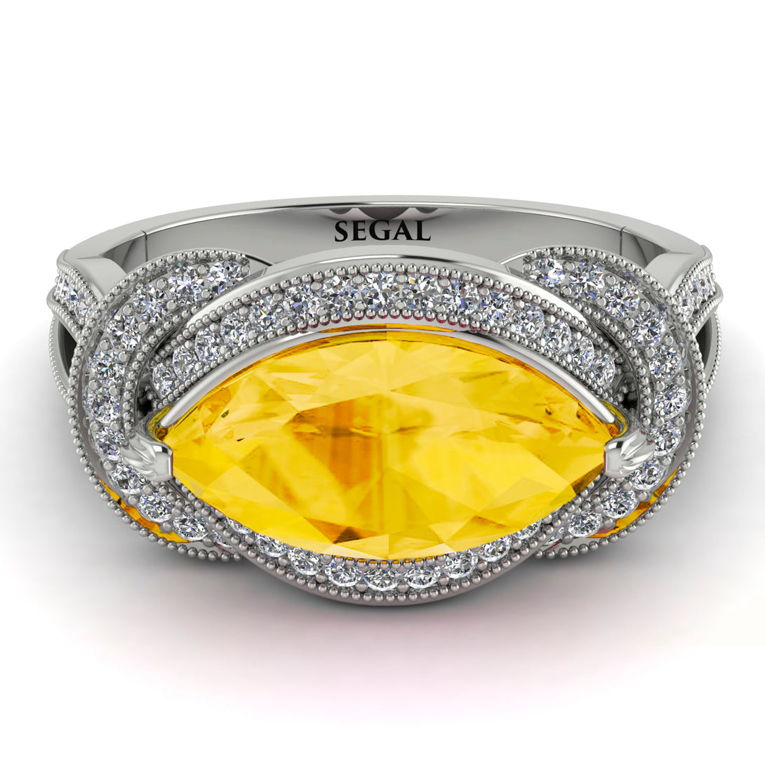 Milgrain Marquise Citrine Engagement Ring - Marley No. 603