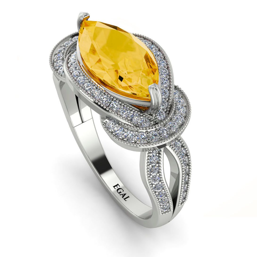 Milgrain Marquise Citrine Engagement Ring - Marley No. 603