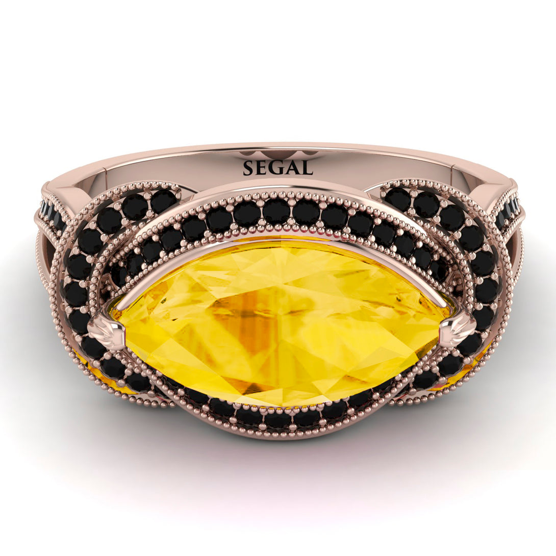 Milgrain Marquise Citrine Engagement Ring - Marley No. 608