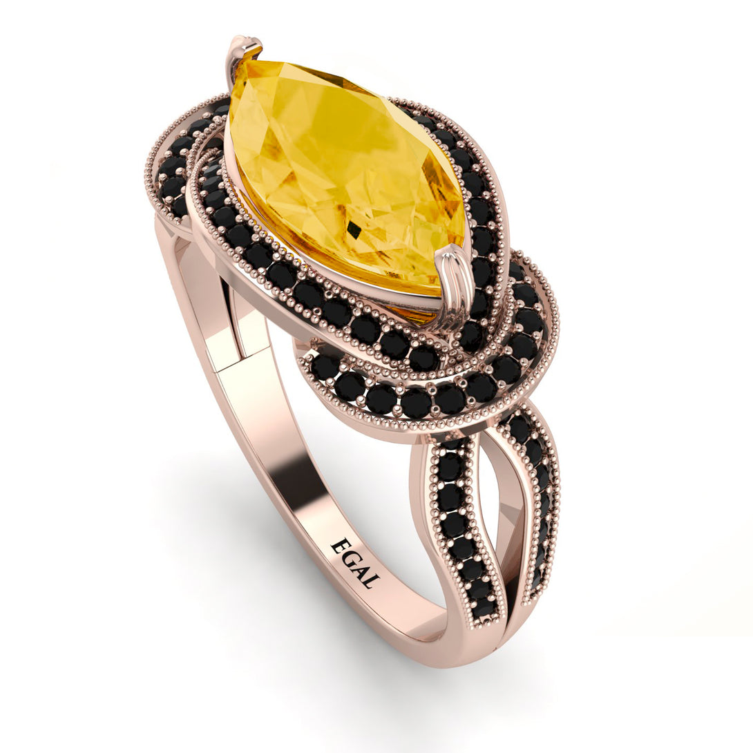 Milgrain Marquise Citrine Engagement Ring - Marley No. 608