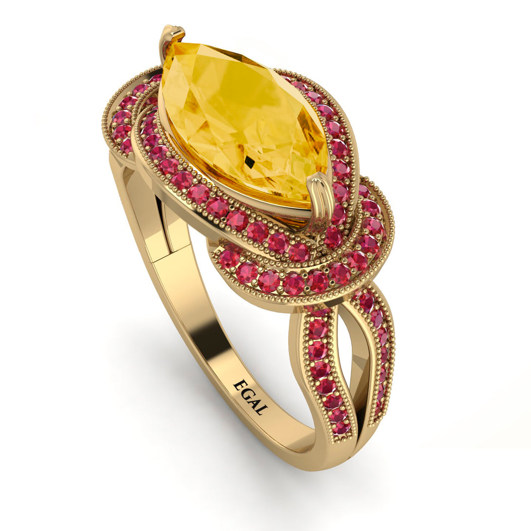 Milgrain Marquise Citrine Engagement Ring - Marley No. 610